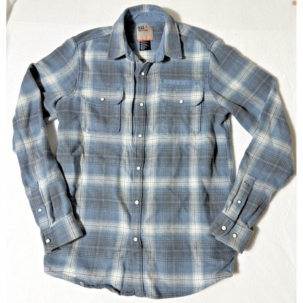 511 Tactical Shirt Men's Small Plaid Snap Button Long Sleeve Conceal Carry Blue‎